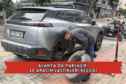 Alanya'da Yaklaşık 20 Aracın Lastikleri Kesildi
