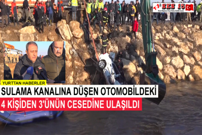 Sulama Kanalına Düşen Otomobildeki 4 Kişiden 3'ünün Cesedine Ulaşıldı
