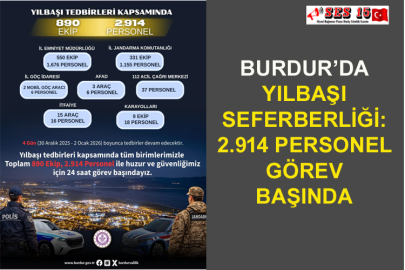 Burdur’da Yılbaşı Seferberliği: 2.914 Personel Görev Başında