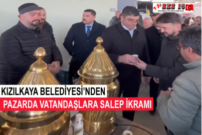 Kızılkaya Belediyesi’nden Pazarda Vatandaşlara Salep İkramı