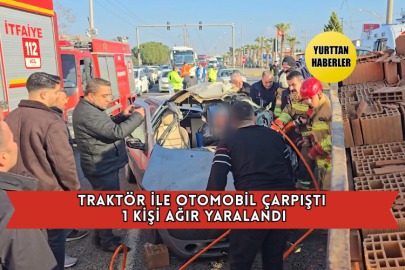 Traktör İle Otomobil Çarpıştı 1 Kişi Ağır Yaralandı