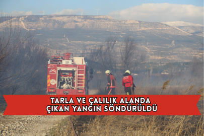 Tarla ve Çalılık Alanda Çıkan Yangın Söndürüldü