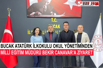 Bucak Atatürk İlkokulu Okul Yönetiminden Milli Eğitim Müdürü Bekir Canavar’a Ziyaret