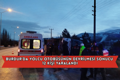 Burdur'da Yolcu Otobüsünün Devrilmesi Sonucu 12 Kişi Yaralandı