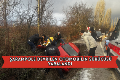 Şarampole Devrilen Otomobilin Sürücüsü Yaralandı