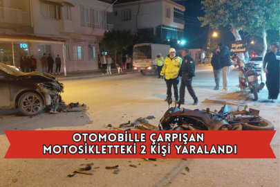 Otomobille Çarpışan Motosikletteki 2 Kişi Yaralandı