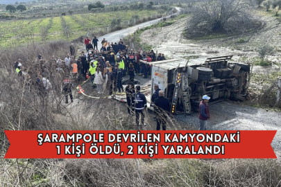 Şarampole Devrilen Kamyondaki 1 Kişi Öldü, 2 Kişi Yaralandı