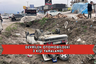 Devrilen Otomobildeki 3 Kişi Yaralandı
