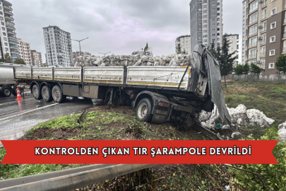 Kontrolden Çıkan Tır Şarampole Devrildi