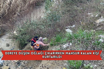 Dereye Düşen Oğlağı Çıkarırken Mahsur Kalan Kişi Kurtarıldı