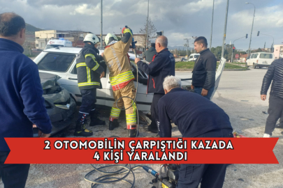 2 Otomobilin Çarpıştığı Kazada 4 Kişi Yaralandı