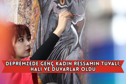 Depremzede Genç Kadın Ressamın Tuvali, Halı ve Duvarlar Oldu
