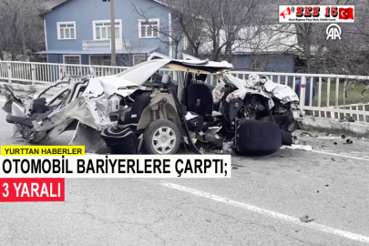 Otomobil Bariyerlere Çarptı; 3 Yaralı