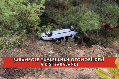 Şarampole Yuvarlanan Otomobildeki 4 Kişi Yaralandı