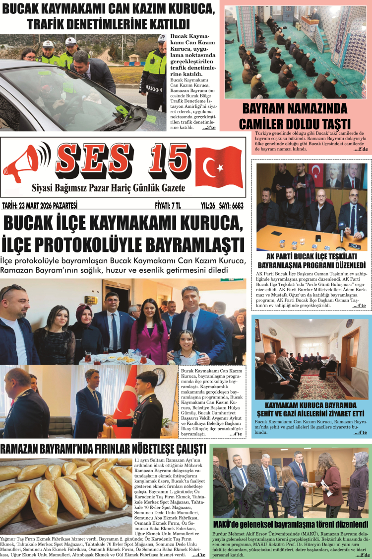 Ses 15 Gazetesi 23 Mart 2026