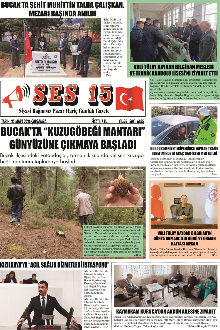 Ses 15 Gazetesi 25 Mart 2026