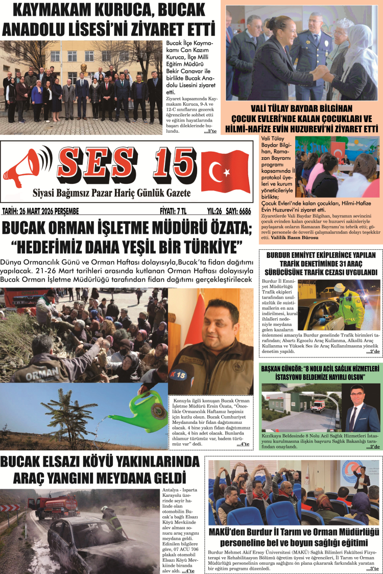 Ses 15 Gazetesi 26 Mart 2026