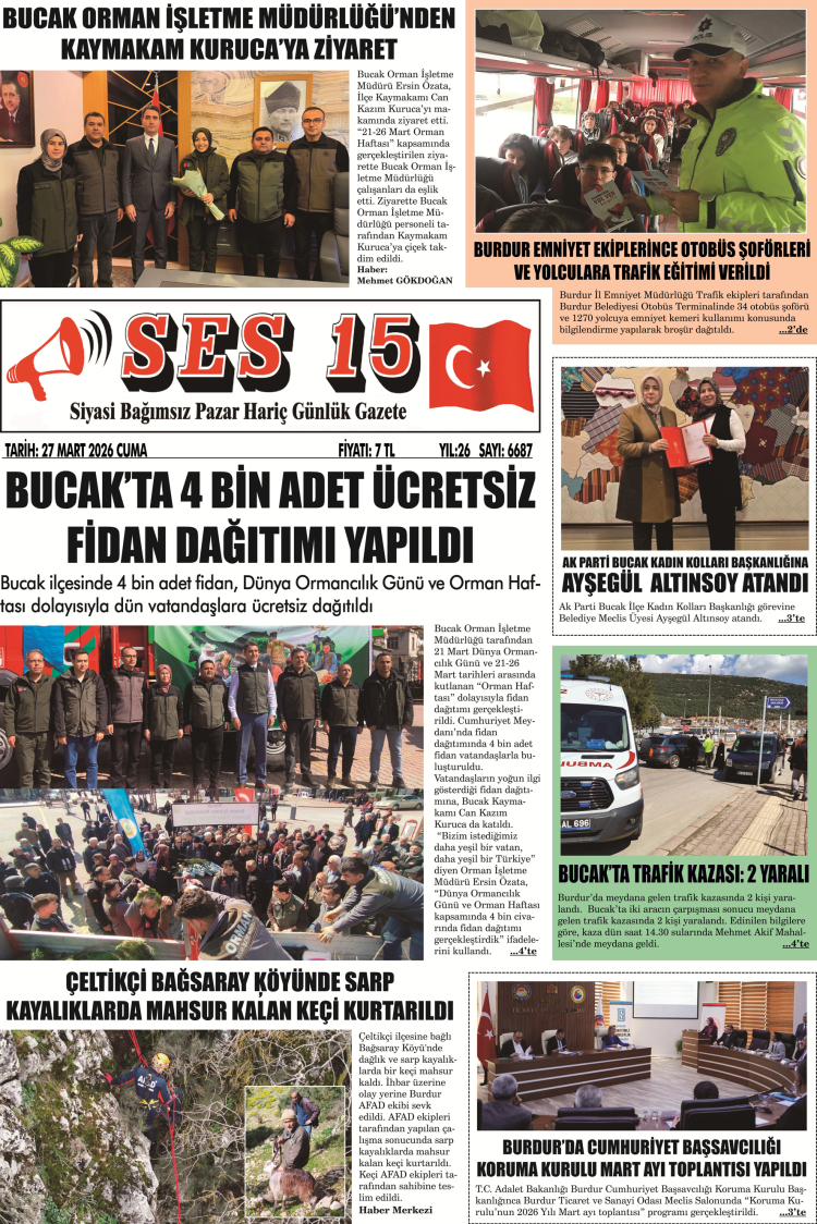 Ses 15 Gazetesi 27 Mart 2026