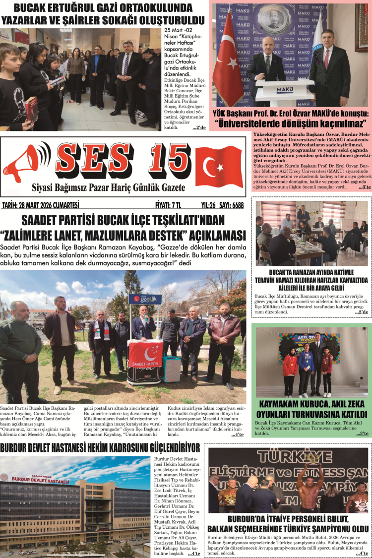 Ses 15 Gazetesi 28 Mart 2026