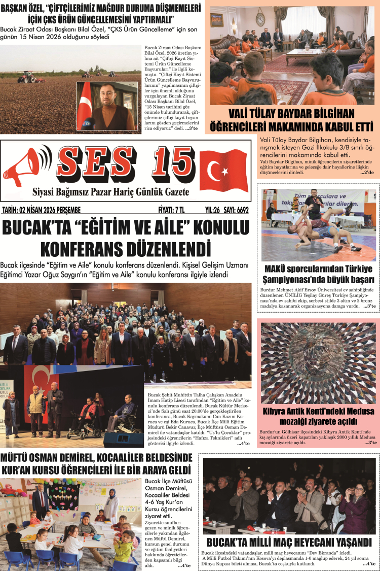Ses 15 Gazetesi 02 Nisan 2026