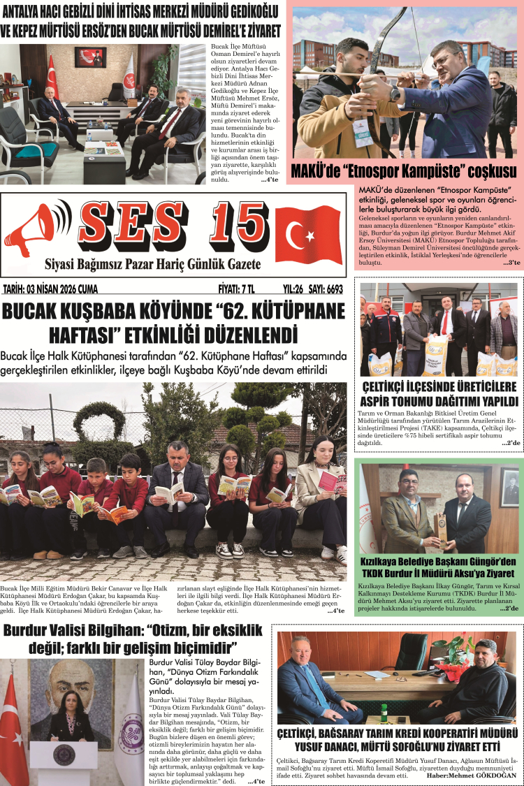 Ses 15 Gazetesi 03 Nisan 2026