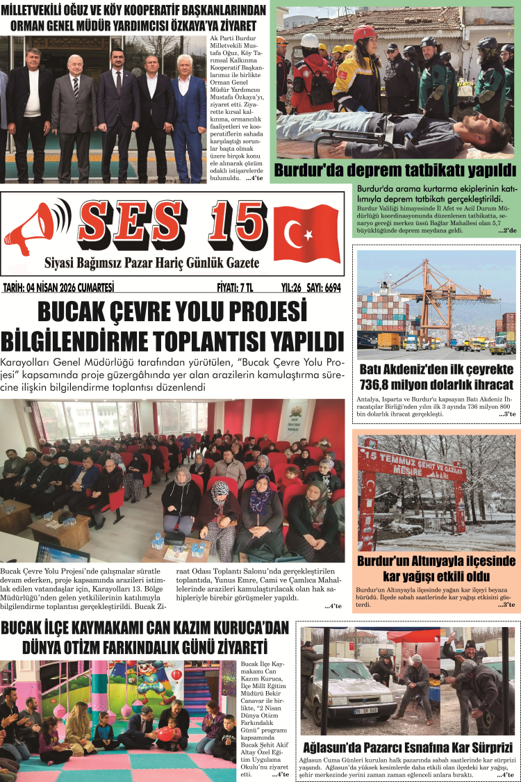 Ses 15 Gazetesi 04 Nisan 2026