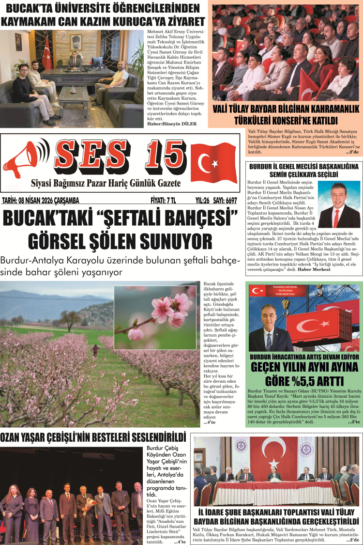 Ses 15 Gazetesi 08 Nisan 2026
