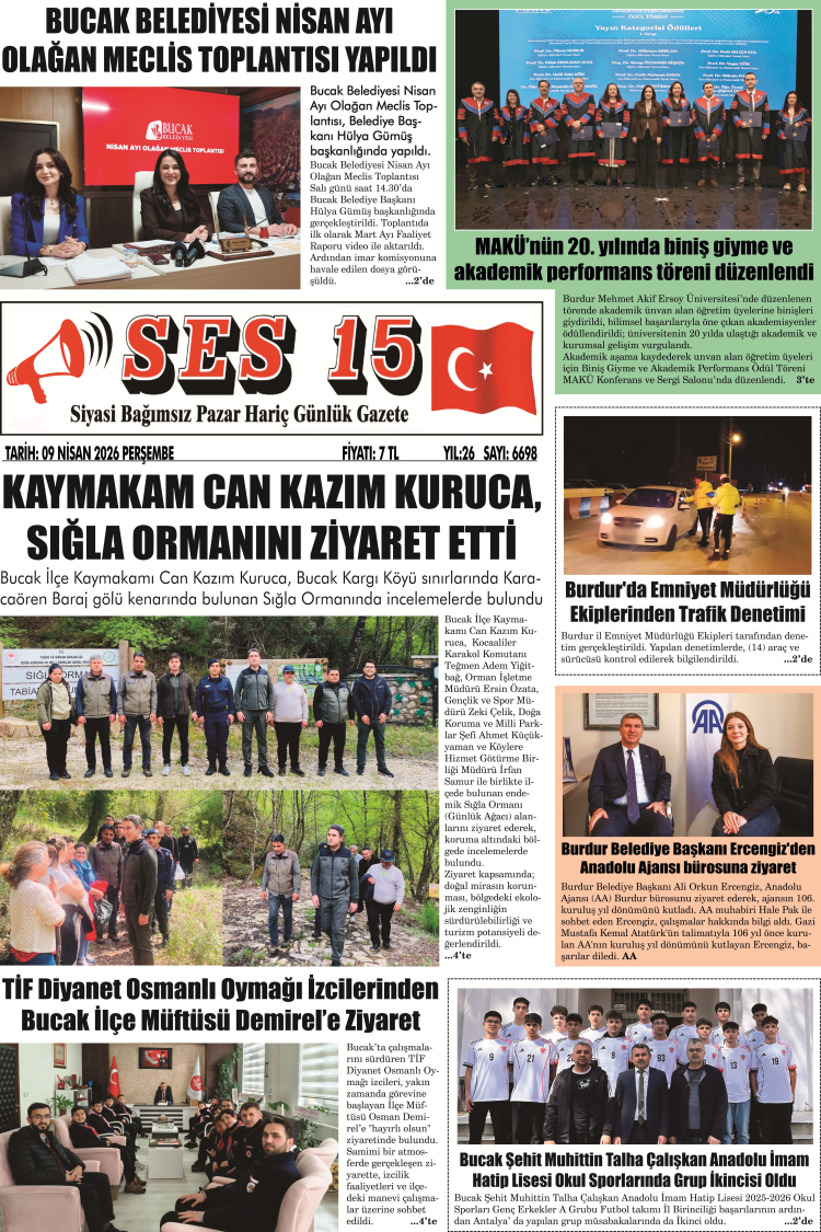 Ses 15 Gazetesi 09 Nisan 2026