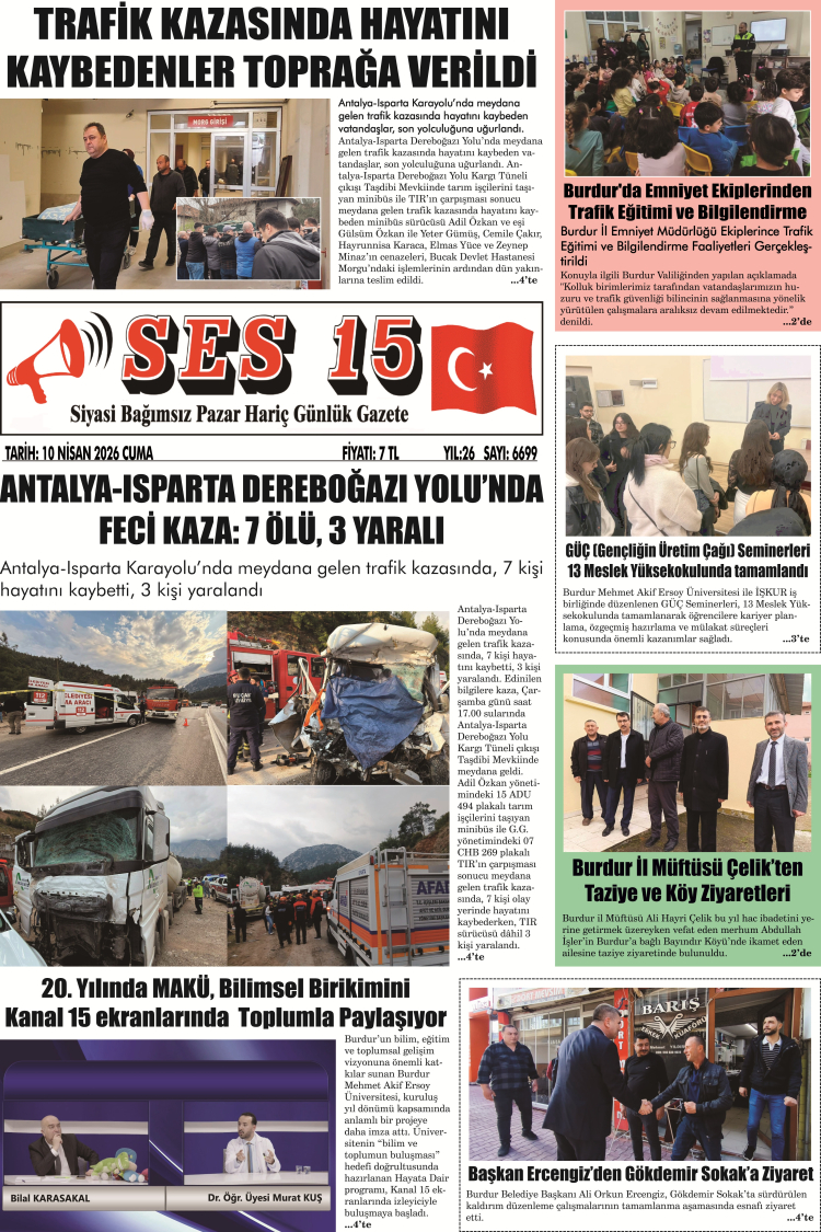 Ses 15 Gazetesi 10 Nisan 2026