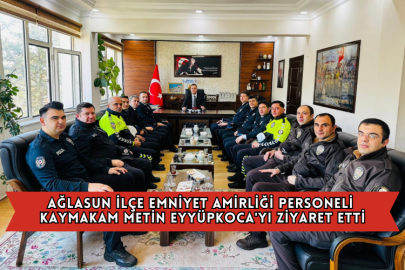 Ağlasun İlçe Emniyet Amirliği Personeli Kaymakam Metin Eyyüpkoca'yı Ziyaret Etti