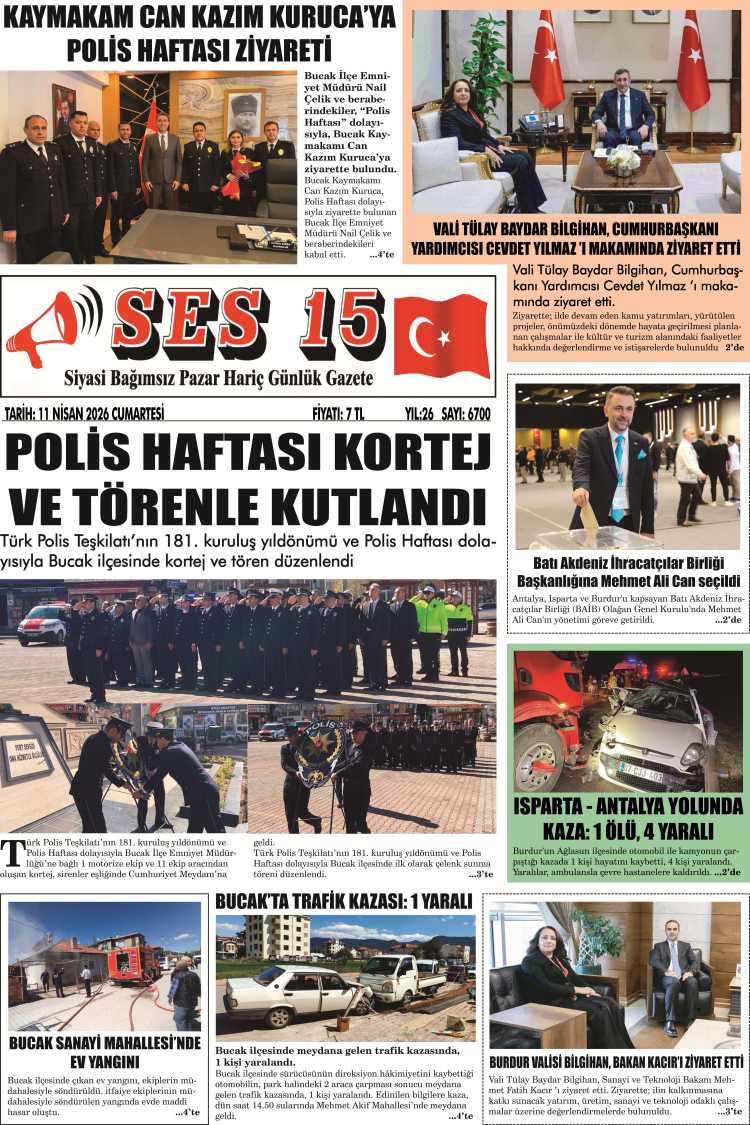 Ses 15 Gazetesi 11 Nisan 2026