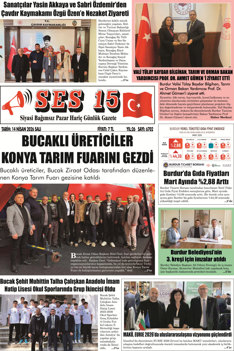 Ses 15 Gazetesi 14 Nisan 2026