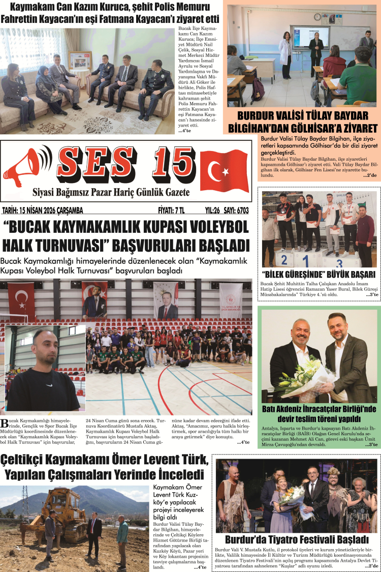 Ses 15 Gazetesi 15 Nisan 2026