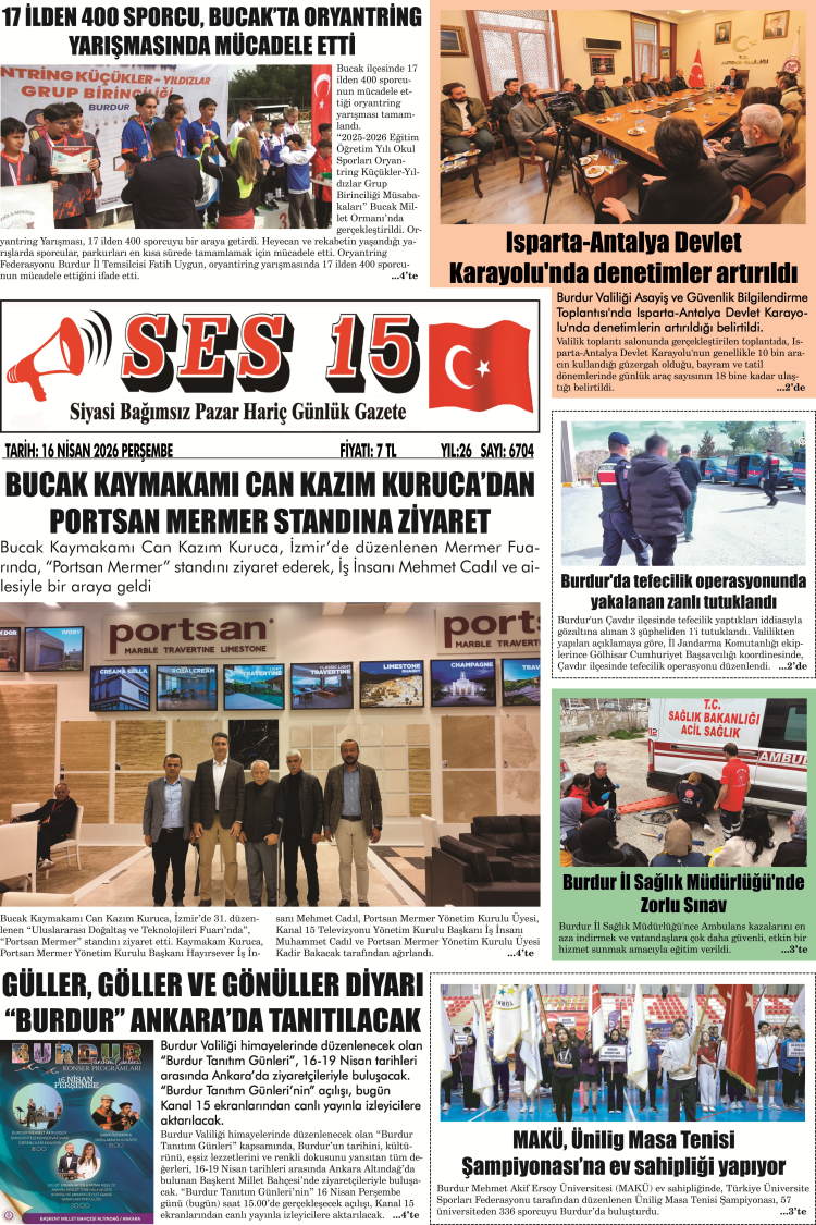 Ses 15 Gazetesi 16 Nisan 2026