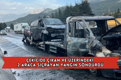 Çekicide Çıkan ve Üzerindeki 2 Araca Sıçrayan Yangın Söndürdü