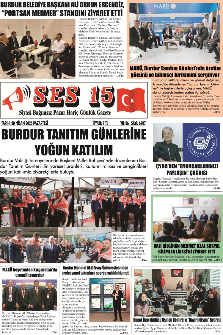 Ses 15 Gazetesi 20 Nisan 2026