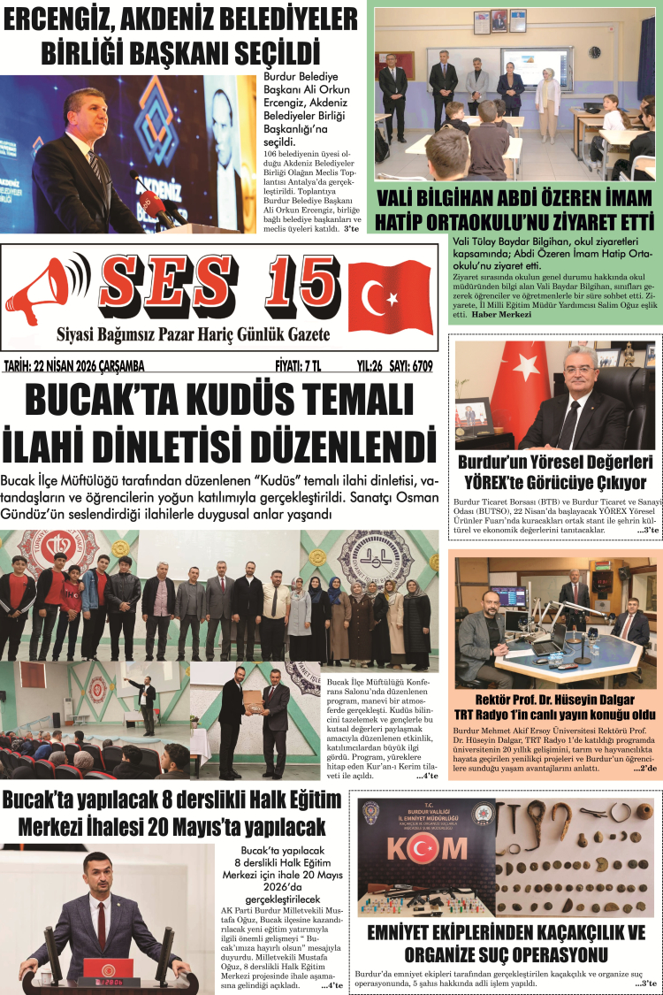 Ses 15 Gazetesi 22 Nisan 2026