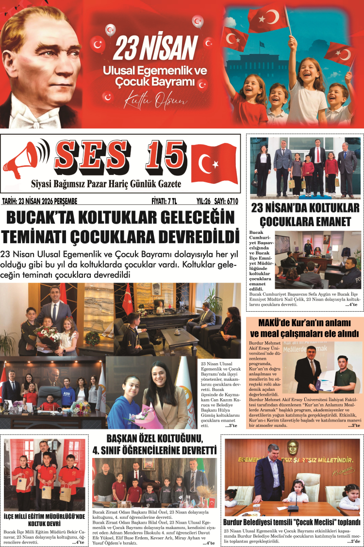 Ses 15 Gazetesi 23 Nisan 2026