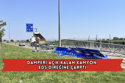 Damperi Açık Kalan Kamyon EDS Direğine Çarptı