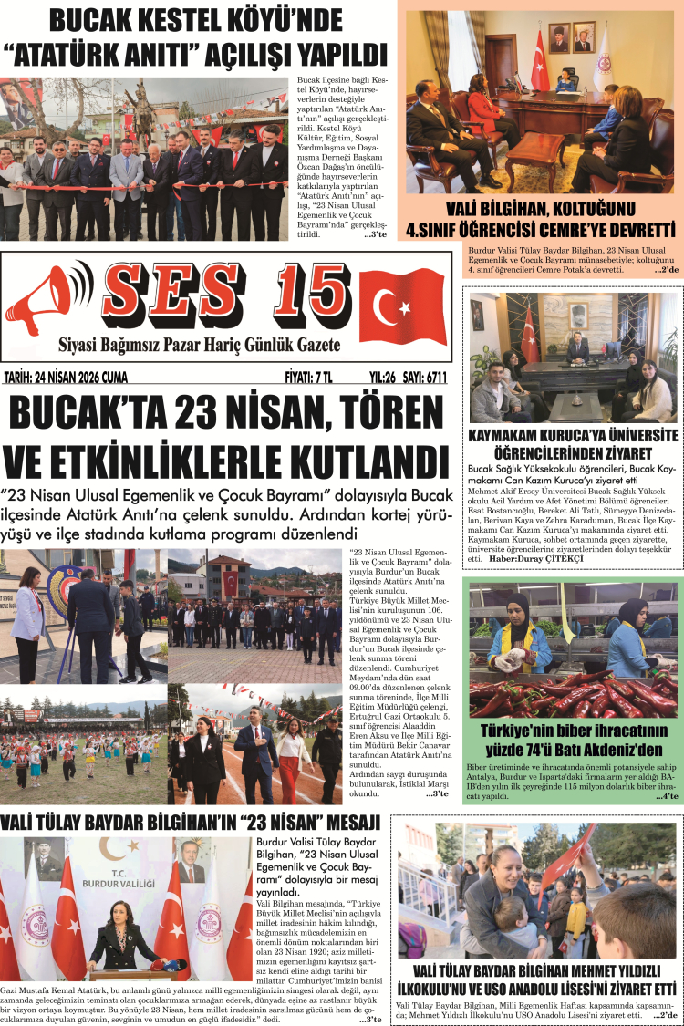 Ses 15 Gazetesi 24 Nisan 2026