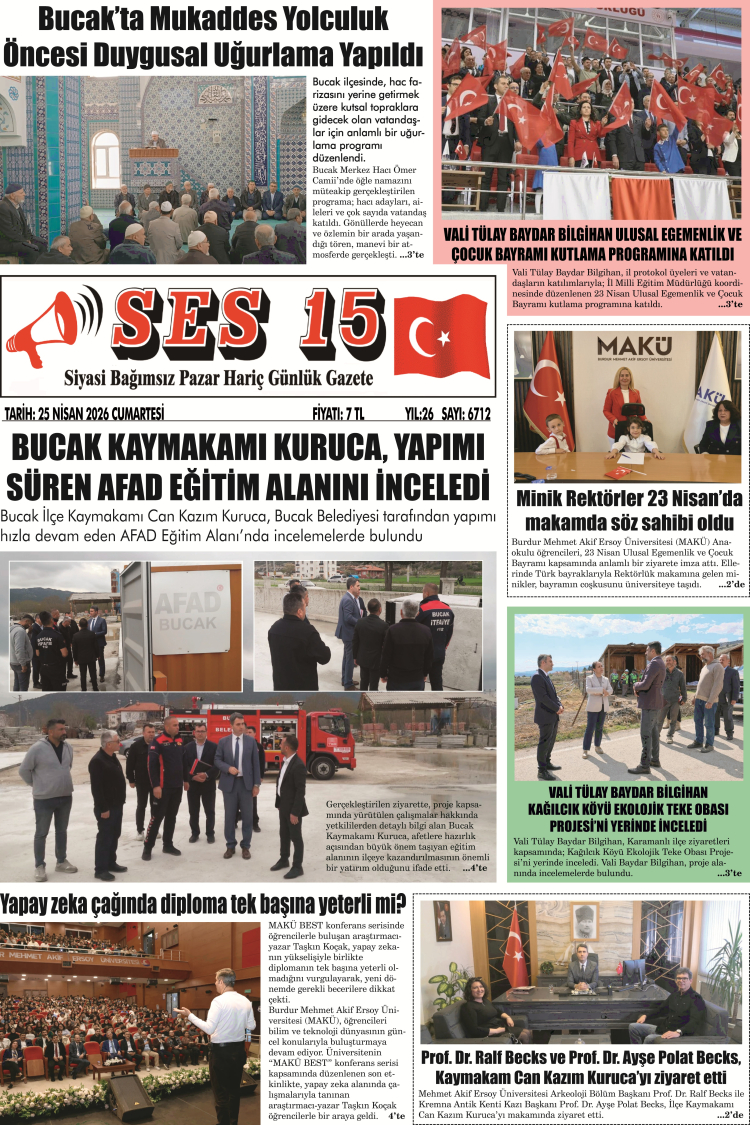 Ses 15 Gazetesi 25 Nisan 2026