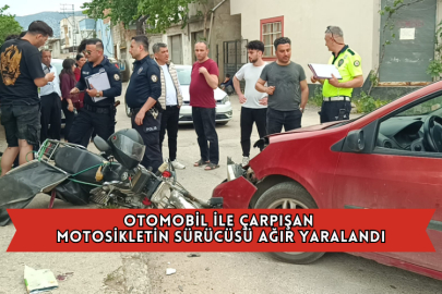 Otomobil İle Çarpışan Motosikletin Sürücüsü Ağır Yaralandı