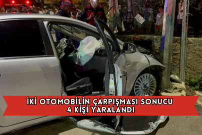 İki Otomobilin Çarpışması Sonucu 4 Kişi Yaralandı
