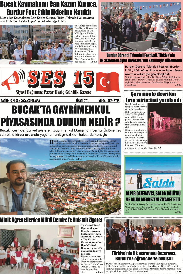 Ses 15 Gazetesi 29 Nisan 2026