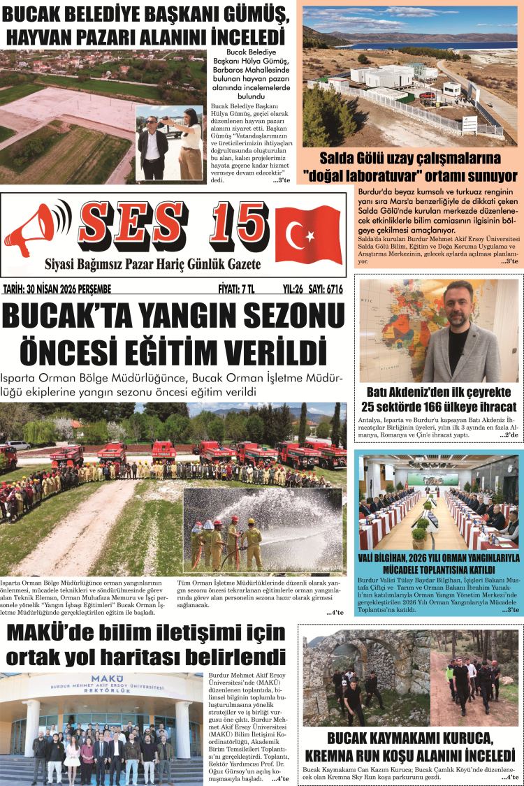 Ses 15 Gazetesi 30 Nisan 2026