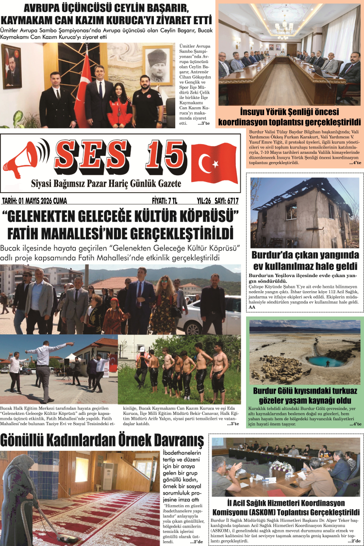 Ses 15 Gazetesi 01 Mayıs 2026