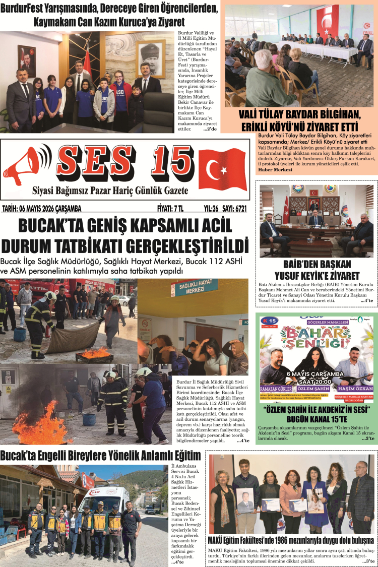 Ses 15 Gazetesi 06 Mayıs 2026