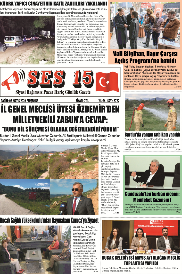 Ses 15 Gazetesi 07 Mayıs 2026