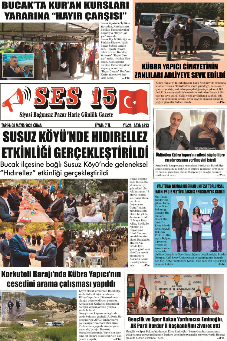 Ses 15 Gazetesi 08 Mayıs 2026