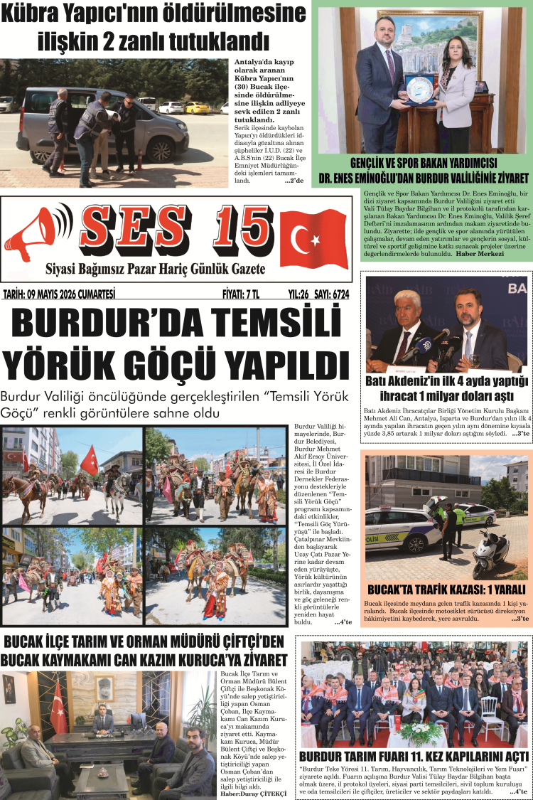 Ses 15 Gazetesi 09 Mayıs 2026